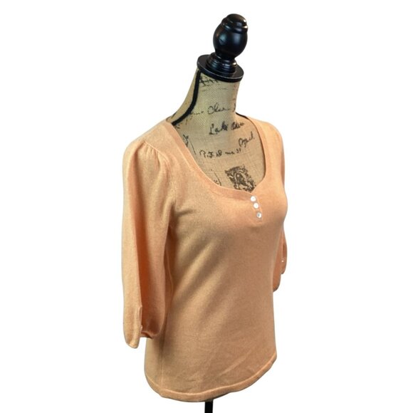 Neiman Marcus Cashmere Womens Medium Top Peach 3/4 Sleeve - Picture 5 of 10
